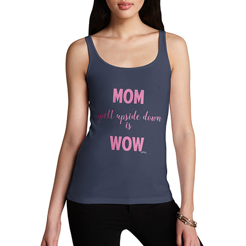 Funny Tank Tops For Women Mom Upside Down Women's Tank Top Small Navy