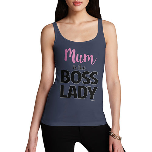 Funny Tank Tops For Women Mum Is The Boss Lady Women's Tank Top Small Navy