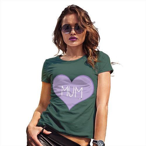 Funny Tee Shirts For Women Mum Purple Heart Women's T-Shirt Small Bottle Green