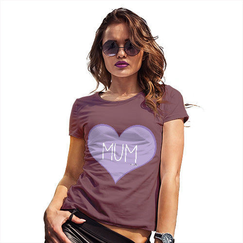 Funny T Shirts For Mum Mum Purple Heart Women's T-Shirt Medium Burgundy