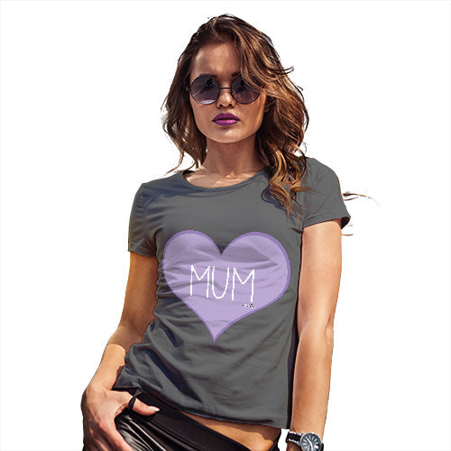 Funny T Shirts For Mum Mum Purple Heart Women's T-Shirt X-Large Dark Grey