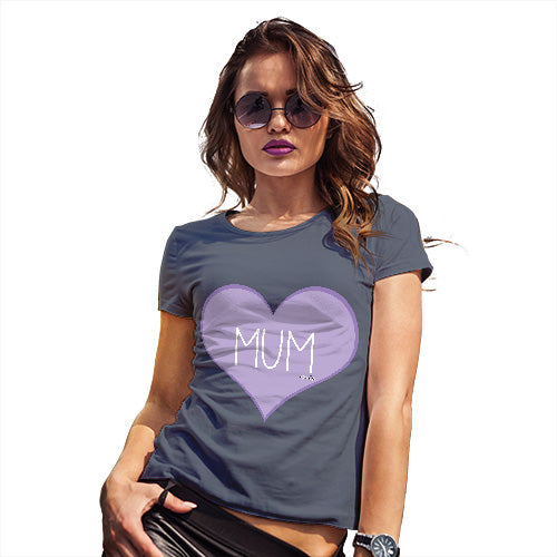 T-Shirt Funny Geek Nerd Hilarious Joke Mum Purple Heart Women's T-Shirt X-Large Navy