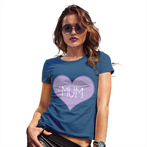 Funny T Shirts Mum Purple Heart Women's T-Shirt X-Large Royal Blue