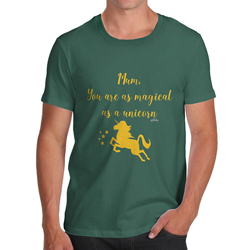 Novelty T Shirt Christmas Magical Unicorn Mum Men's T-Shirt Small Bottle Green