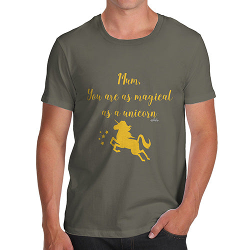 Funny Tshirts For Men Magical Unicorn Mum Men's T-Shirt Large Khaki