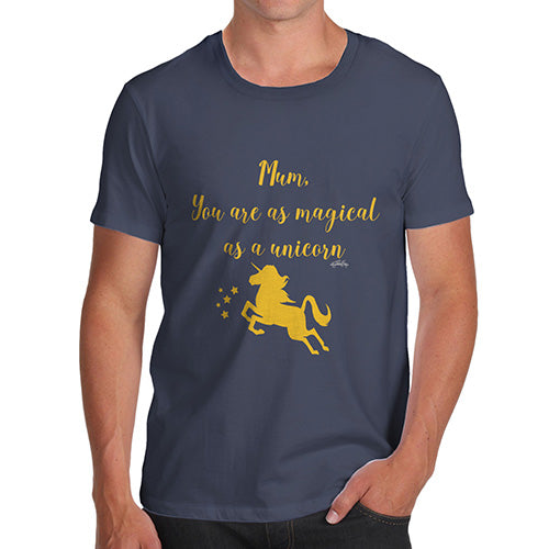 T-Shirt Funny Geek Nerd Hilarious Joke Magical Unicorn Mum Men's T-Shirt Medium Navy