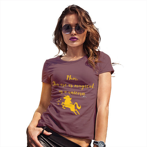 Funny T Shirts For Women Magical Unicorn Mum Women's T-Shirt X-Large Burgundy