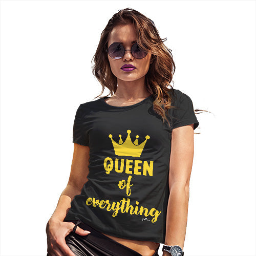 Funny T Shirts For Mom Queen Of Everything Crown Women's T-Shirt Large Black