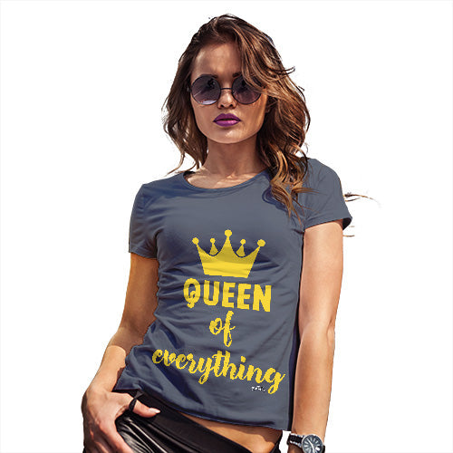 Funny Tee Shirts For Women Queen Of Everything Crown Women's T-Shirt X-Large Navy