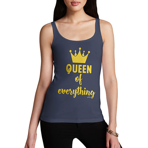 Funny Tank Top For Women Sarcasm Queen Of Everything Crown Women's Tank Top X-Large Navy