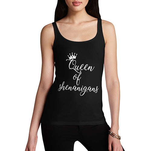 Novelty Tank Top Christmas St Patrick's Day Queen of Shenanigans Women's Tank Top X-Large Black