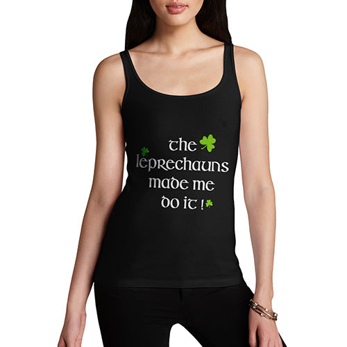 Novelty Tank Top Women The Leprechaun Made Me Do It Women's Tank Top Medium Black