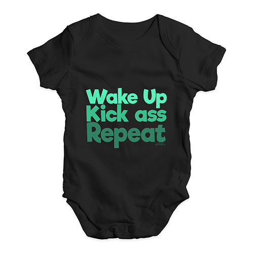 Wake Up, Kick Ass, Repeat Baby Unisex Baby Grow Bodysuit