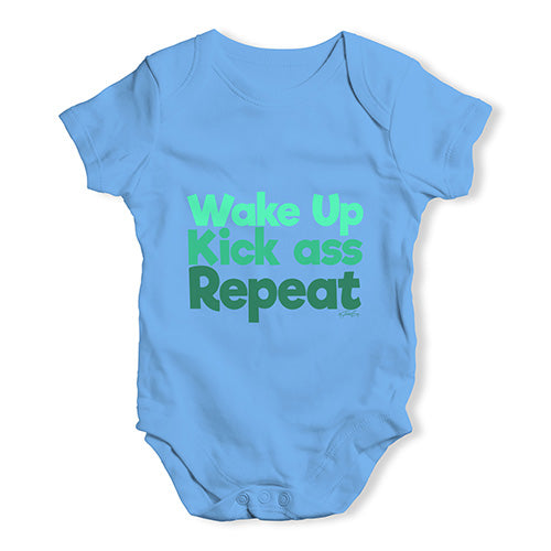 Wake Up, Kick Ass, Repeat Baby Unisex Baby Grow Bodysuit