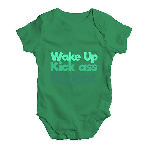 Wake Up, Kick Ass, Repeat Baby Unisex Baby Grow Bodysuit