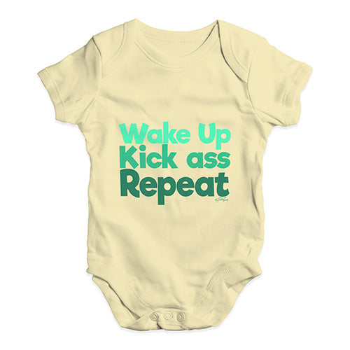 Wake Up, Kick Ass, Repeat Baby Unisex Baby Grow Bodysuit