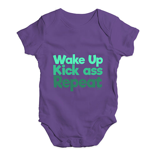 Wake Up, Kick Ass, Repeat Baby Unisex Baby Grow Bodysuit