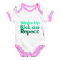 Wake Up, Kick Ass, Repeat Baby Unisex Baby Grow Bodysuit