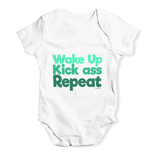 Wake Up, Kick Ass, Repeat Baby Unisex Baby Grow Bodysuit