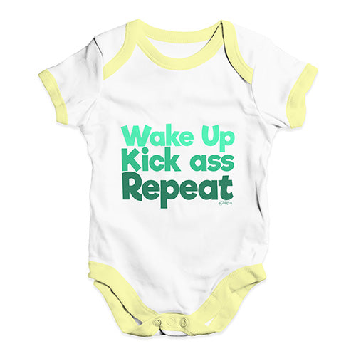 Wake Up, Kick Ass, Repeat Baby Unisex Baby Grow Bodysuit