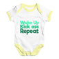 Wake Up, Kick Ass, Repeat Baby Unisex Baby Grow Bodysuit