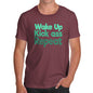 Funny T Shirts For Dad Wake Up, Kick Ass, Repeat Men's T-Shirt Medium Burgundy