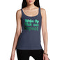 Funny Tank Tops For Women Wake Up, Kick Ass, Repeat Women's Tank Top Medium Navy