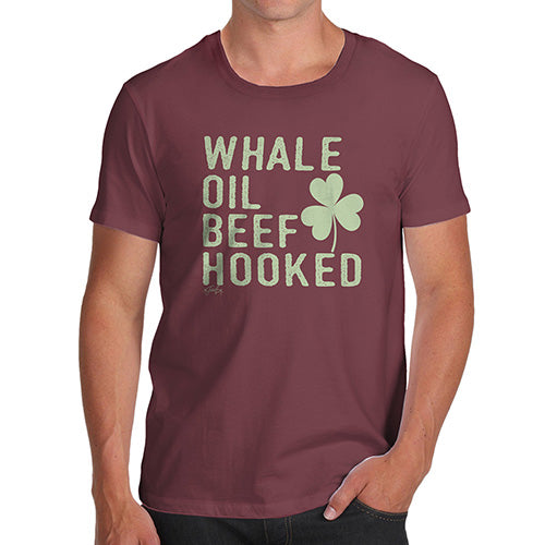 Funny Gifts For Men Whale Oil Beef Hooked Men's T-Shirt X-Large Burgundy