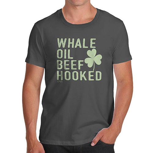 Funny Mens T Shirts Whale Oil Beef Hooked Men's T-Shirt X-Large Dark Grey