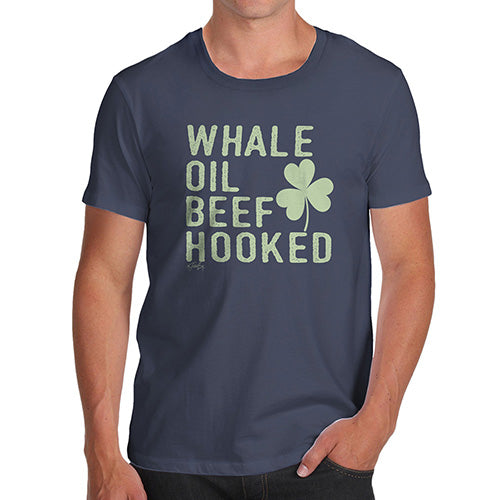 Funny T-Shirts For Guys Whale Oil Beef Hooked Men's T-Shirt Medium Navy