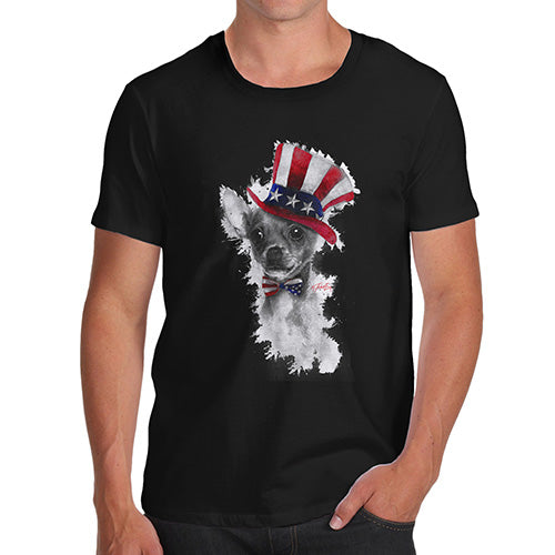 Funny T-Shirts For Guys Uncle Sam Chihuahua Men's T-Shirt Medium Black