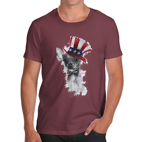 Mens T-Shirt Funny Geek Nerd Hilarious Joke Uncle Sam Chihuahua Men's T-Shirt Large Burgundy