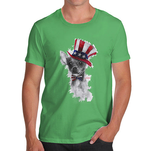 Novelty Tshirts Men Funny Uncle Sam Chihuahua Men's T-Shirt Medium Green