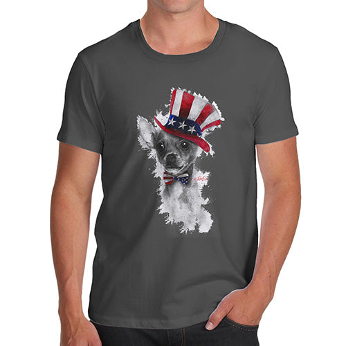 Funny Mens Tshirts Uncle Sam Chihuahua Men's T-Shirt X-Large Dark Grey
