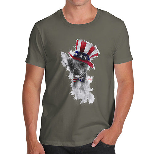 Novelty T Shirts For Dad Uncle Sam Chihuahua Men's T-Shirt Large Khaki