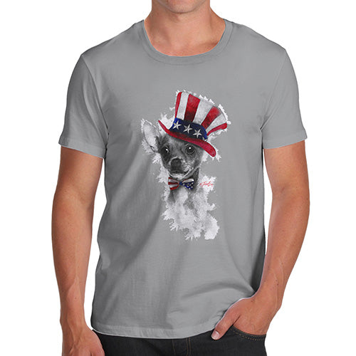 Mens T-Shirt Funny Geek Nerd Hilarious Joke Uncle Sam Chihuahua Men's T-Shirt Large Light Grey