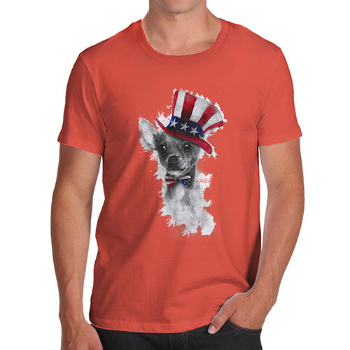 Funny T Shirts For Men Uncle Sam Chihuahua Men's T-Shirt Large Orange