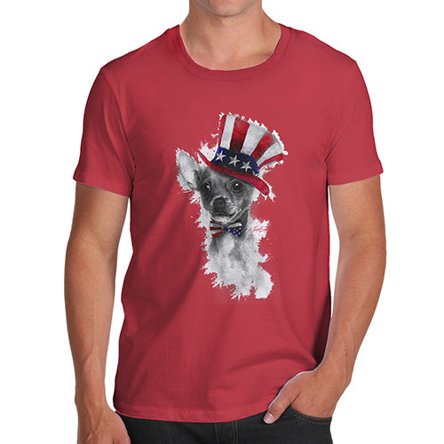 Funny Tee For Men Uncle Sam Chihuahua Men's T-Shirt Small Red