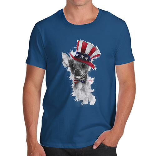 Novelty Tshirts Men Uncle Sam Chihuahua Men's T-Shirt X-Large Royal Blue