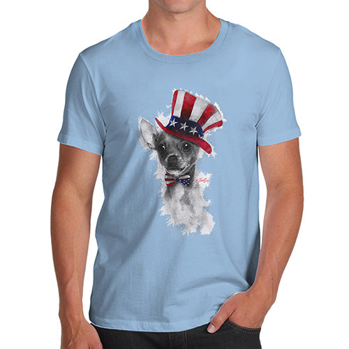 Novelty Tshirts Men Uncle Sam Chihuahua Men's T-Shirt X-Large Sky Blue