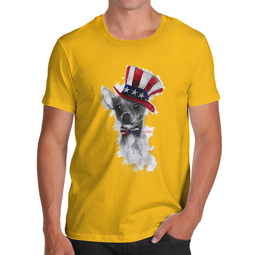 Mens Funny Sarcasm T Shirt Uncle Sam Chihuahua Men's T-Shirt X-Large Yellow