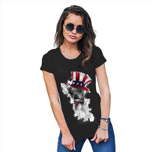 Womens Novelty T Shirt Uncle Sam Chihuahua Women's T-Shirt X-Large Black