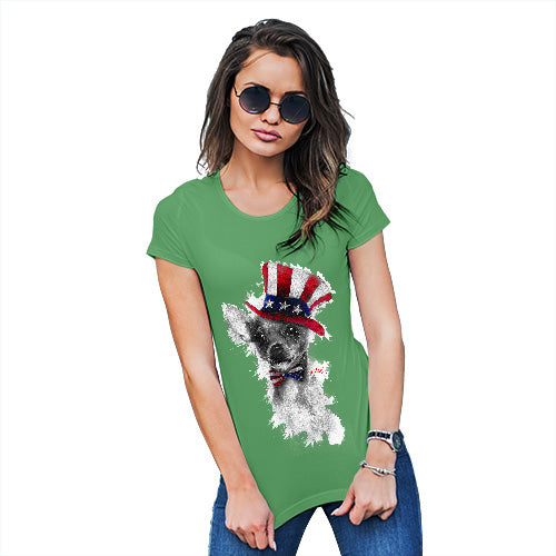 Womens Funny Tshirts Uncle Sam Chihuahua Women's T-Shirt Medium Green