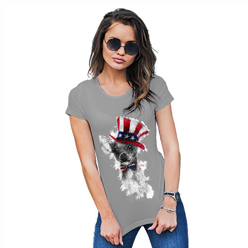 Funny Shirts For Women Uncle Sam Chihuahua Women's T-Shirt Small Light Grey