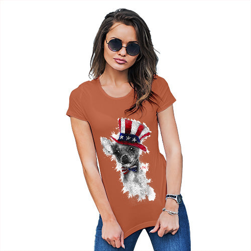 Funny Tshirts For Women Uncle Sam Chihuahua Women's T-Shirt X-Large Orange