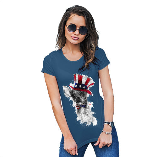 Womens Funny Sarcasm T Shirt Uncle Sam Chihuahua Women's T-Shirt X-Large Royal Blue