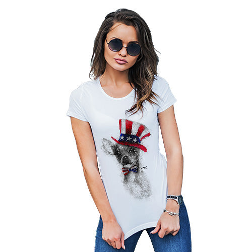Funny Tshirts For Women Uncle Sam Chihuahua Women's T-Shirt Medium White
