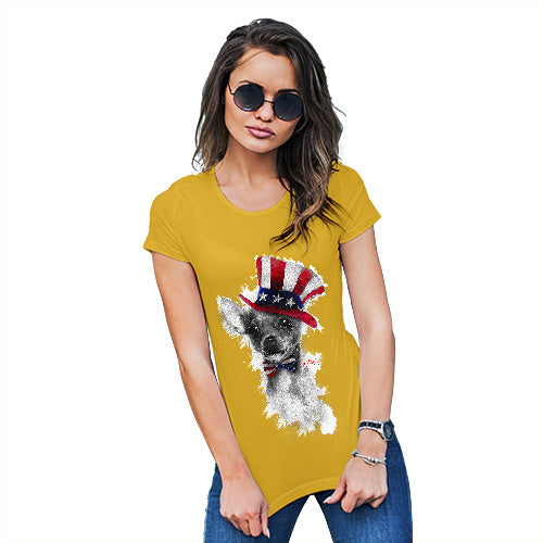 Funny T-Shirts For Women Uncle Sam Chihuahua Women's T-Shirt Large Yellow