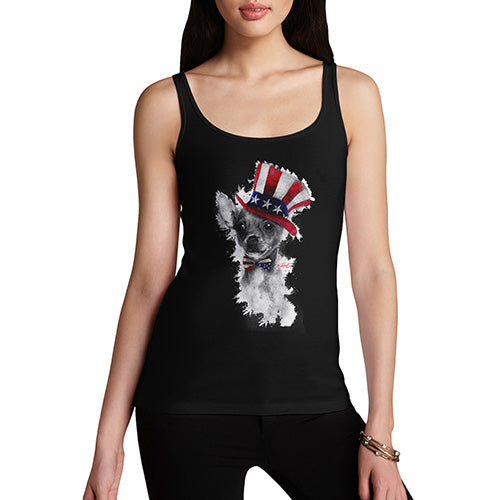 Womens Humor Novelty Graphic Funny Tank Top Uncle Sam Chihuahua Women's Tank Top X-Large Black