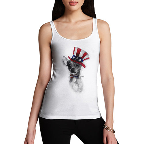 Funny Tank Top For Women Sarcasm Uncle Sam Chihuahua Women's Tank Top Small White